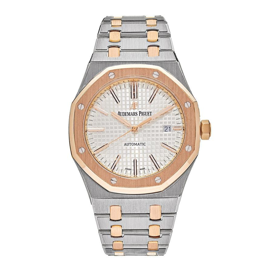 Audemars Piguet Royal Oak 15400SR.OO.1220SR.01 men's automatic watch, silver dial, two-tone stainless steel bracelet – front view