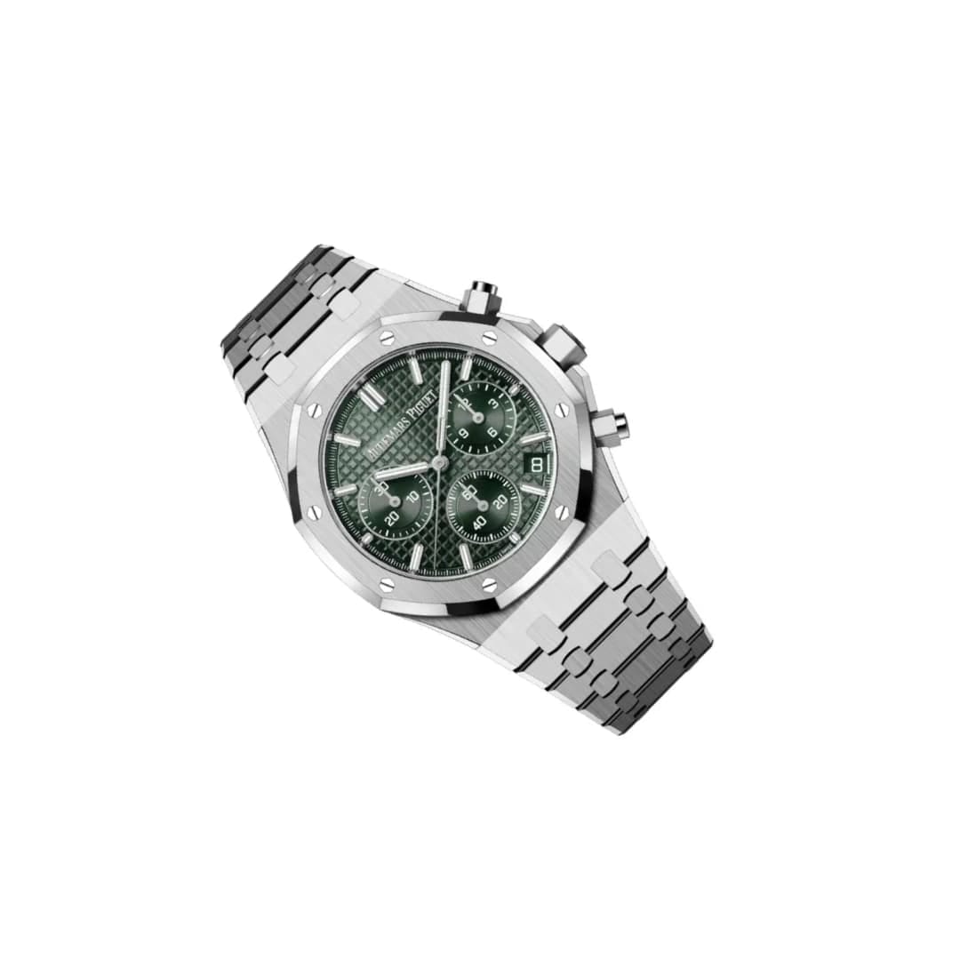 Audemars Piguet Royal Oak Men's Chronograph Watch – Green Tone-on-Tone Dial & Silver Stainless Steel Strap – view 2