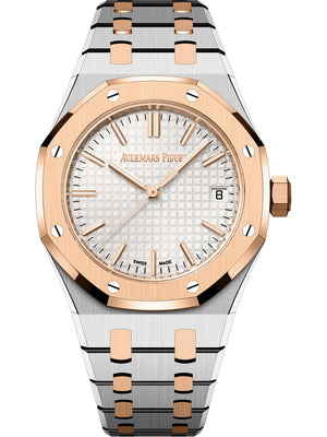 Audemars Piguet Royal Oak women's automatic watch, silver dial, two-tone stainless steel bracelet – full front view