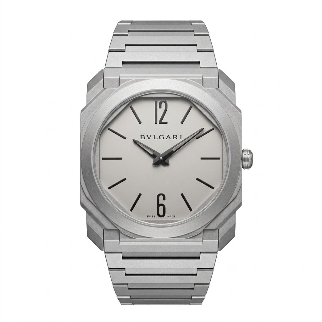 Bvlgari Octo Finissimo 40mm men's watch, Grey dial, matte sandblasted silver stainless steel case and bracelet – view 2