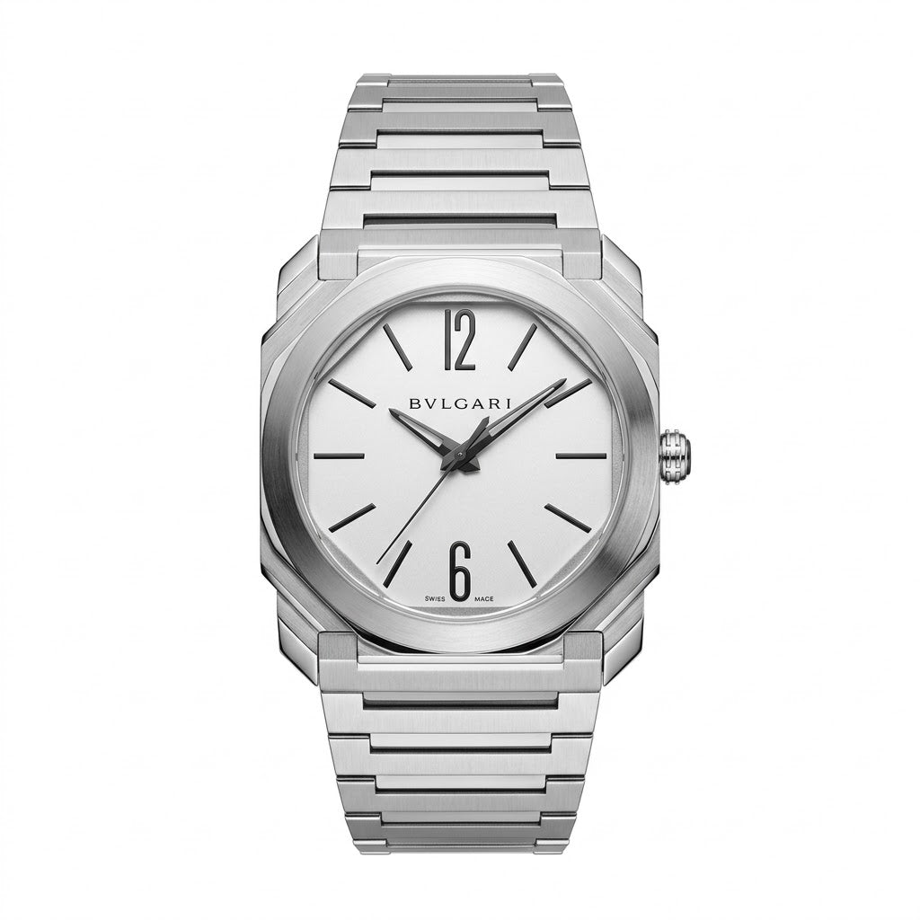 Bvlgari Octo Finissimo 40mm men's watch, White dial, polished silver stainless steel case and bracelet – view 2