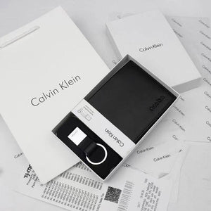 Calvin Klein 2-Piece Gift Set featuring Black Leather Bifold Wallet and Matching Key Fob