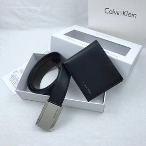 Calvin Klein Black Leather Wallet and Ratchet Belt Strap