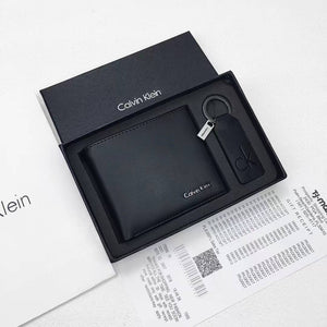 Calvin Klein Gift Set with Black Wallet and CK Leather Key Fob