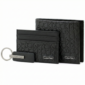 Calvin Klein Men's Wallet and Cardholder Set in Black Leather
