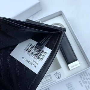 Interior of Calvin Klein Wallet showing Billfold with Coin Pocket label and layout