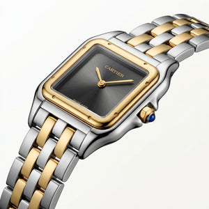 Cartier Panthère de Cartier women's quartz watch, medium model case, black dial, two-tone gold-tone stainless steel bracelet – view 5
