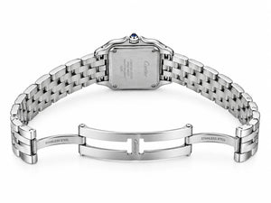Cartier Panthère de Cartier women's quartz watch, green dial, silver stainless steel bracelet – bracelet clasp view