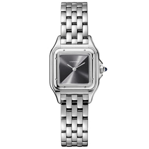 Cartier Panthère de Cartier women's quartz watch, grey dial, silver stainless steel bracelet – front view