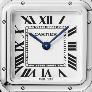 Cartier Panthère de Cartier women's quartz watch, medium model case, silver dial, silver stainless steel bracelet – dial close-up
