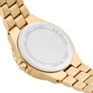 ظهر ساعة Michael Kors Lennox MK7395 الأصلي موضح عليه كود الموديل والباركود
