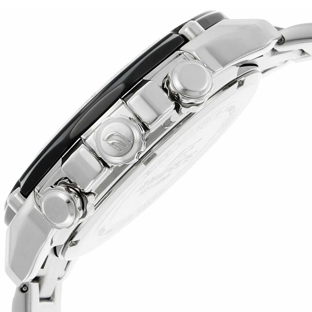 Casio Edifice EF-550D-1AV men's chronograph watch, black dial, silver-tone stainless steel bracelet – detail view 1