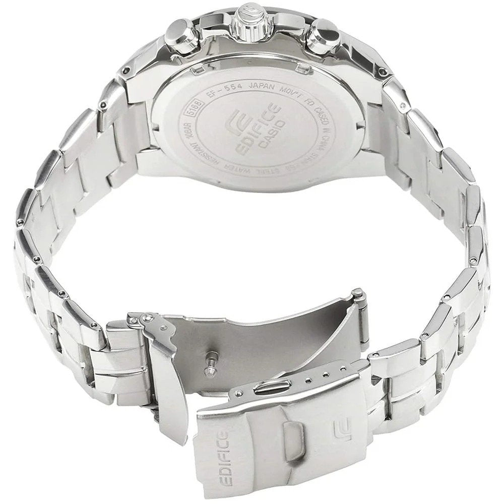 Casio Edifice EFR-554D-1A2V men's chronograph watch, black dial, silver-tone stainless steel bracelet – detail view 1