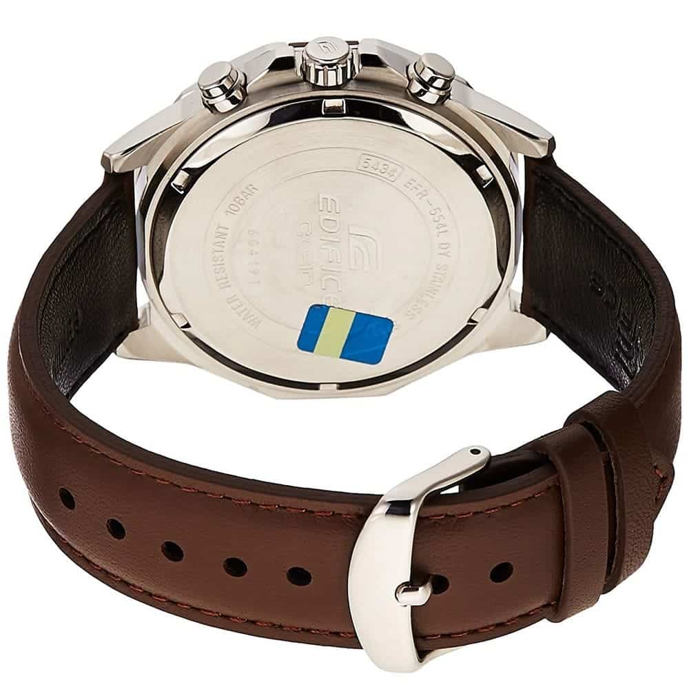 Casio Edifice EFR-554L-7AV men's chronograph watch, white dial, genuine brown leather strap – detail view 1