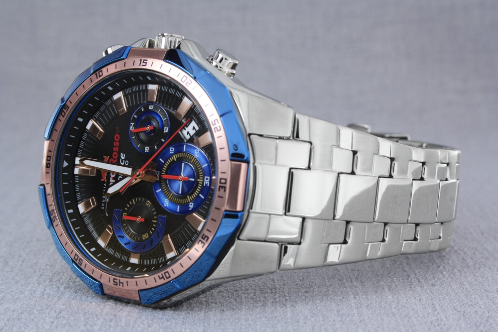 Casio Edifice EFR-554TR-2A men's chronograph watch, black dial, silver-tone stainless steel bracelet – detail view 1
