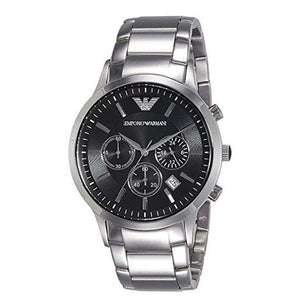 Emporio Armani AR2434 Men’s Black Dial Stainless Steel Renato Watch - Luxury Hub Store