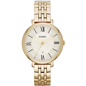 Authentic real-life photo of Fossil ES3434 showing actual gold shine and cream dial