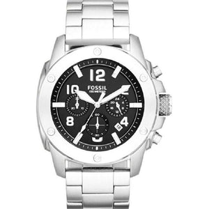Authentic real-life photo of Fossil FS4926 showing actual silver finish and stainless steel bracelet