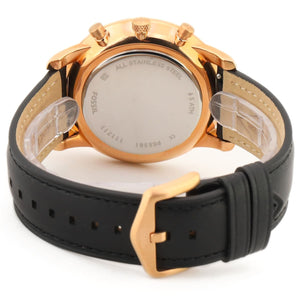Back view photo of Fossil FS5381 showing the stainless steel caseback and Fossil branding