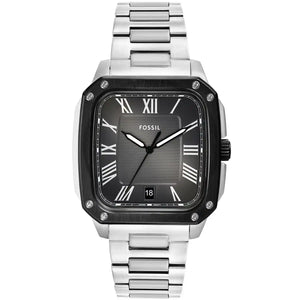 Authentic real-life photo of Fossil FS6122 showing actual square case and black industrial bezel