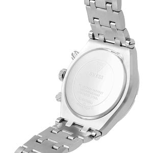Back view of the Guess GW0260G1 watch showing the stainless steel caseback and Continental details