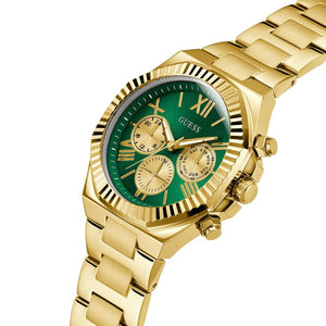 Left side perspective of the Guess Equity GW0703G2 gold link bracelet