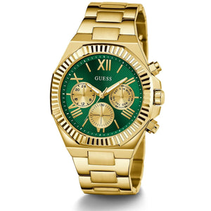 Angled view of the Guess GW0703G2 highlighting the gold finish and 44mm case