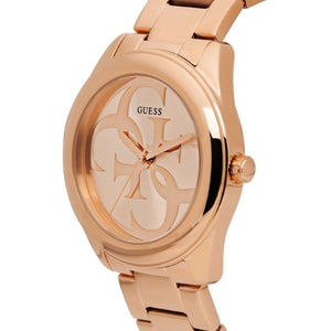 Left side perspective of the Guess G-Twist W1082L3 rose gold bracelet links