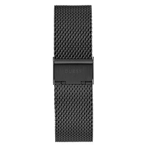 Detail of the premium black stainless steel mesh (حصيره) bracelet on Guess GW0368G3