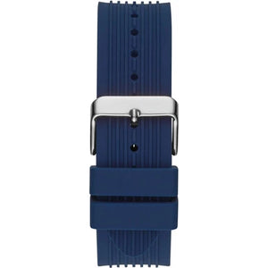 Close-up of the textured blue rubber strap on Guess GW0417G1