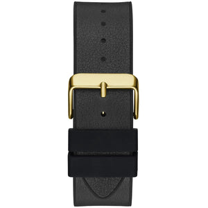Close-up of the premium black rubber strap on the Guess Legend watch