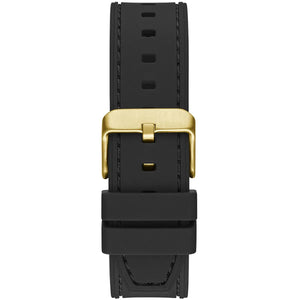 Gold-tone pin buckle on the black rubber strap of the Guess GW0571G3