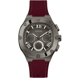 Guess Headline GW0571G4 men's watch with gunmetal case and red rubber strap