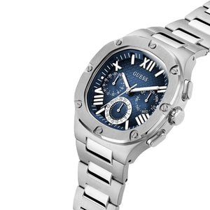 Side profile of Guess GW0572G1 highlighting the silver crown and case thickness