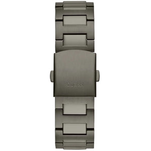 Close-up of the gunmetal grey stainless steel bracelet links on GW0572G5
