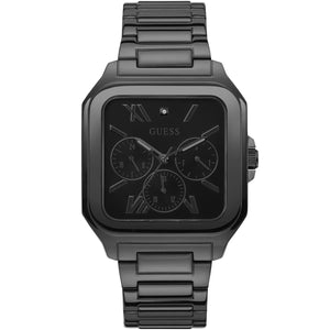 Guess GW0631G2 men's watch with full black square case and link bracelet