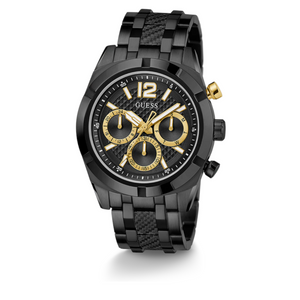 Angled view of Guess GW0714G4 highlighting the textured black bracelet links