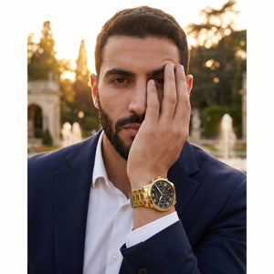Lifestyle photo of Guess Hendrix W1309G2 watch on a man's wrist