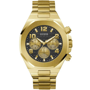 Guess Momentum gw0489g2men's watch with full gold stainless steel case and bracelet and black dial