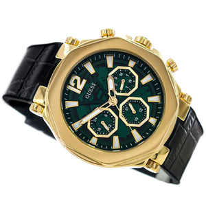Side profile view of the 11mm thick gold-tone stainless steel case of the Guess Momentum watch