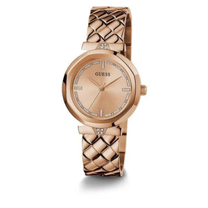 Guess Rumour GW0613L3 women's watch - rose gold dial quilted rose gold strap