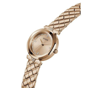 Guess Rumour GW0613L3 women's watch - rose gold dial quilted rose gold strap