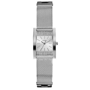 Guess Nouveau W0127L1 women's watch with silver rectangular case and mesh bracelet