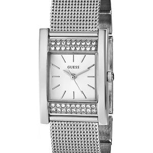 Guess Nouveau W0127L1 women's watch with silver rectangular case and mesh bracelet
