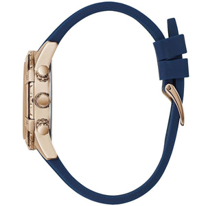 Left side view of the 37mm stainless steel case of Guess Catalina W0562L3