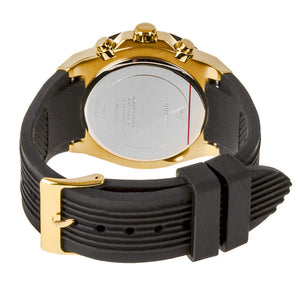 Caseback of Guess athena GW0030L2 women's quartz battery watch showing technical specs 30m water resistance and rubber strap