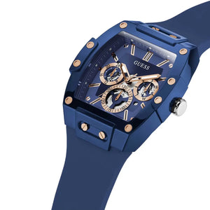 Blue buckle clasp on the blue rubber strap of the GW0203G7