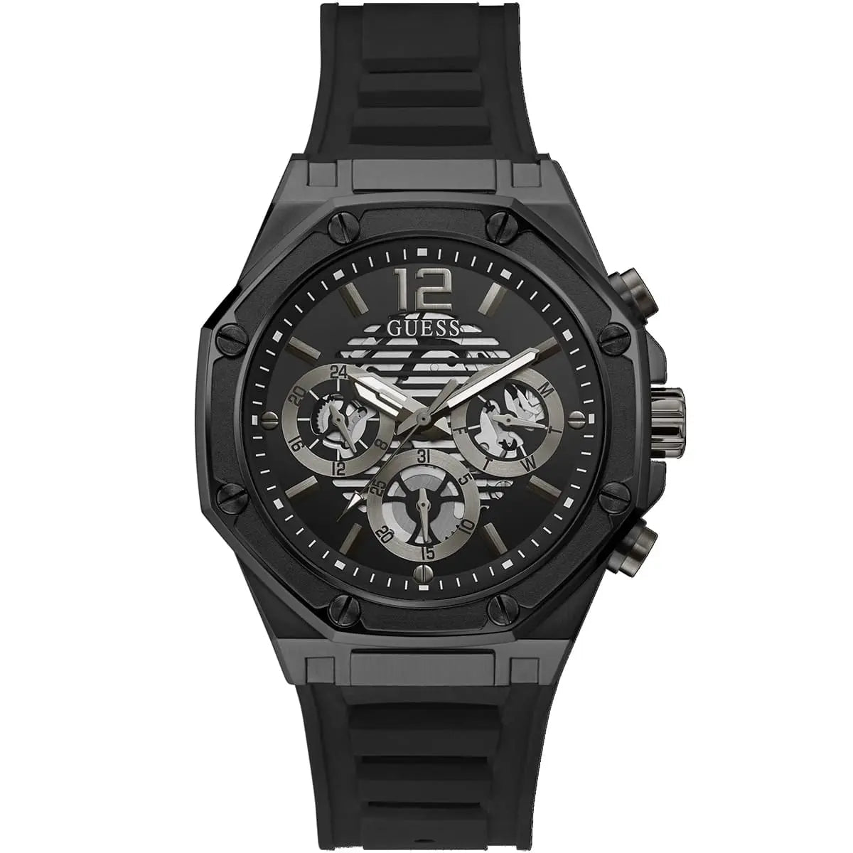 Guess Momentum GW0263G4 Men's Multi-Function Watch – Black Dial & Black Rubber Strap