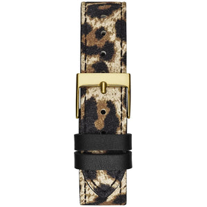 Detail of the genuine leather leopard print strap on Guess GW0504L3
