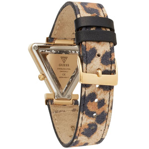 Detail of the genuine leather leopard print strap on Guess GW0504L3